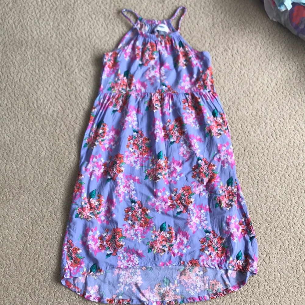 Beautiful purple floral print girls maxi dress, M